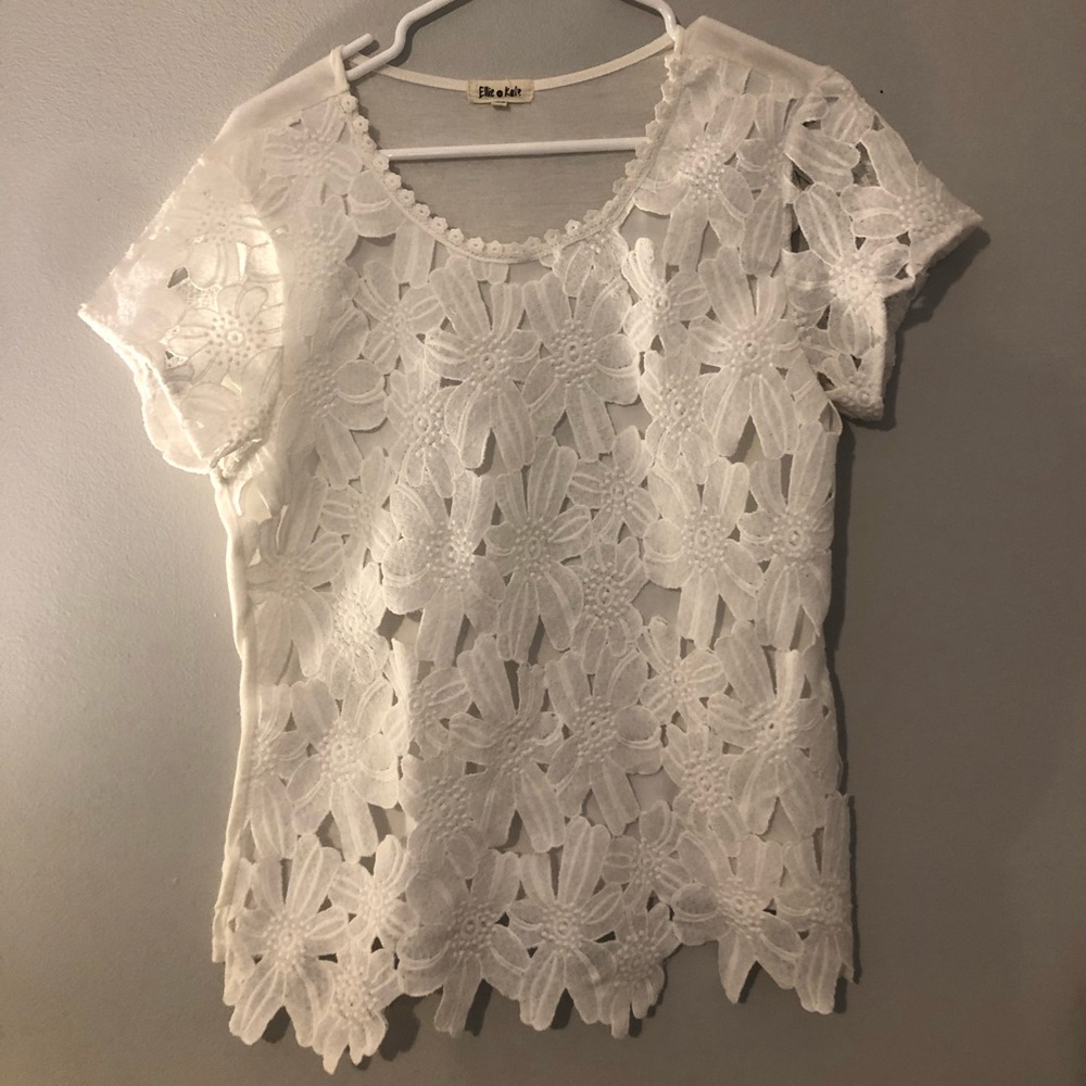White flower shirt!